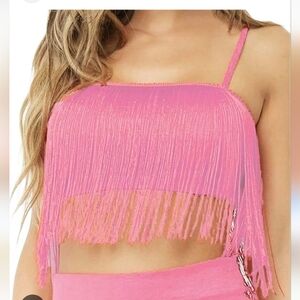 Main Strip Women's Pink Fringe Crop Top Size Medium NWT